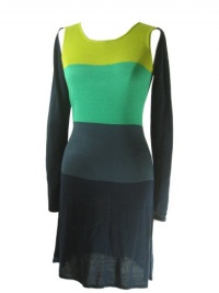 BCBGMAXAZRIA Color Block Cut Shoulder Long Sleeve Dress-LEMON GRASS MULTI-Small BCBGMAXAZRIA Color Block Cut Shoulder Long Sleeve Dress-LEMON GRASS MULTI-Small
