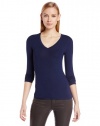 BCBGMAXAZRIA Women's Jan V-Neck Rib Longsleeve Top