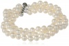 Sterling Silver 3-Row White A Grade 6.5-7mm Freshwater Cultured Pearl Bracelet, 7.25