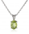 Sterling Silver 8x6mm Oval Peridot Pendant Necklace