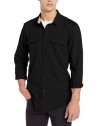 Calvin Klein Jeans Men's Solid Military Long Sleeve Button Down Shirt