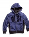 GUESS Kids Little Boy Zip-Front Embroidered Hoodie, BLUE (4)