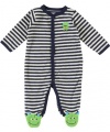 Carter's Baby Boys Terry Snap - Navy Stripe Monster