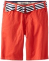 Request Boys 8-20 Colbert Chino Belt Short, Bright Red, 16