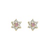 14k Gold Plated Pink Flower CZ Children Stud Earrings with Screw-back