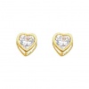 14k Gold Plated Heart Bezel CZ Children Stud Earrings with Screw-back