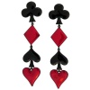 4.75 Enamel Poker Earrings, Clip Ons with Black Finish