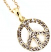 Cute and Trendy Gold Tone with Clear Crystals Peace Sign/symbol Necklace