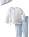 Little Me Baby-Boys Safari TMH Pant Set, White/Light Blue, Newborn