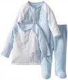 Little Me Baby-Boys Safari 3 Piece Pant Set, White/Light Blue, 3 Months