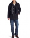 Kenneth Cole Men's Plush Pea Coat With Scarf