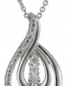 Sterling Silver Diamond Accent Drop Twist Pendant Necklace (.02 cttw, I-J Color, I2-I3 Clarity), 18