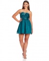 As U Wish Juniors Strapless Sequin and Jewel Trim Party Dress, Emerald, 5