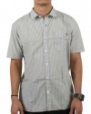 Volcom Men's Ex Factor Stripe Short Sleeve Shirt, Shadow Grey, Small