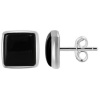 Flat 6mm x 6mm Bevel Square Shape Black Onyx Post Back Findings Polish .925 Sterling Silver Earrings