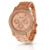 Bling Jewelry Geneva Rose Gold Plated Classic Round CZ Ladies Boyfriend Watch