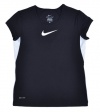 NIKE Girls' Dri-Fit Swoosh Logo Mesh Training Shirt-Black-Medium