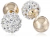 14k Yellow Gold and Crystal Ball-Back Reversible Stud Earrings