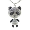 DaisyJewel DJ Couture Lucky Panda Bear Necklace: Crystal Encrusted Pave Panda Bear Pendant with Black Enamel Accents and a Solid Three Dimensional 1 1/2 In. Platinum Plated Silver Body Hanging From an Elegant 30 In. Double Ball Chain with Lobster Clasp