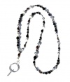 Beaded Lanyard Elegant Black Swarovski beads with Silver and Frosted Beads 117