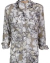 Ellen Tracy Women's Glace Sheer Floral Tunic Shirt