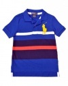 Polo Ralph Lauren Toddler Boy's Big Pony Chest Stripe Polo, Blue, 2T
