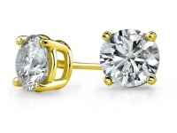 2.00 Carat Total Weight Cubic Zirconia 925 Sterling Silver Gold Plated Overlay Stud Earrings 2.00 Carat Total Weight Cubic Zirconia 925 Sterling Silver Gold Plated Overlay Stud Earrings