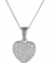 Sterling Silver Swarovski Cubic Zirconia Pave Heart Pendant Necklace, 18