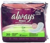 Always Maxi Soft & Clean With Odor-Lock Long/Super Without Wings, Lightly Scented Pads 20 Count (Pack of 2)