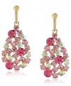 Betsey Johnson Pink & Gold Boost Pave Crystal Teardrop Earrings