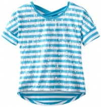 Beautees Girls 7-16 High Low Top With Sequins, Turquoise, Large Beautees Girls 7-16 High Low Top With Sequins, Turquoise, Large
