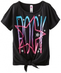 Beautees Girls 7-16 Star Tie Front Top, Black, X-Large Beautees Girls 7-16 Star Tie Front Top, Black, X-Large