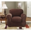 Sure Fit Pique 3-Piece Stretch Chair Slipcover, Chocolate