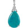 CleverEve Designer Series Sterling Silver Genuine Chinese Turquoise Pendant Neckwear Polished 25.00 x 17.00mm
