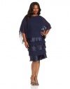 Jessica Howard Women's Plus-Size Beaded Popover Dress With Pleats