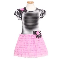 Bonnie Jean Girls 2-6X Knit Bodice To Drop Waist Multi Ruffle Skirt Bonnie Jean Girls 2-6X Knit Bodice To Drop Waist Multi Ruffle Skirt