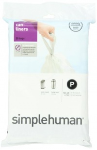 simplehuman Custom Fit Trash Can Liner P, 50-60 Liters / 13-16 Gallons, 20-Count (Pack of 2)