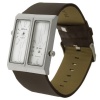 Geneva Platinum 7776 Dual Face Genuine Leather Watch- Brown