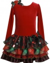 Bonnie Jean Girls 2-6X Stretch Velvet Bodice To Tiered Skirt