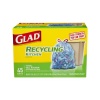 Glad Tall Kitchen Drawstring Blue Recycling Trash Bags, 13 Gallon, 45 Count