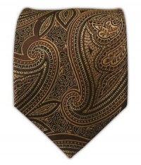 100% Silk Woven Brown Paisley Tie