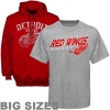 NHL Majestic Detroit Red Wings Pullover Big Sizes Hoodie and T-Shirt Combo - Red/Gray