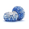 Set of 2 - Bella Fascini Blue Heather & Clear Cascade Crystal Pave Sparkle Bling - Solid .925 Sterling Silver Core European Charm Bead Made with Authentic Swarovski Crystals - Compatible Brand Bracelets : Authentic Pandora, Chamilia, Moress, Troll, Ohm, Z