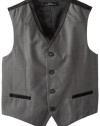 Calvin Klein Boys 8-20 Pindot Dresswear Vest, Dark Grey, X-Large