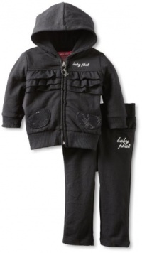 Baby Phat - Baby-Girls Newborn French Terry Jog Set, Black, 6-9 Months