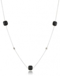 Judith Jack Classics Sterling Silver, Marcasite, Onyx Strandage Necklace with Stations, 36