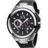 Armani AX Exchange Miami Chronograph Black Dial Black Silicone Rubber Mens Watch AX1042