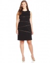 Calvin Klein Women's Plus-Size Seamed Dress With Zigzag Zipper