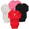 Carter's Baby Girls 4-pack Long-sleeve Bodysuits (NB-24M) (9 Months, Red/Multi)