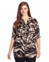 Calvin Klein Women's Plus-Size Printed Crew Roll Sleeve